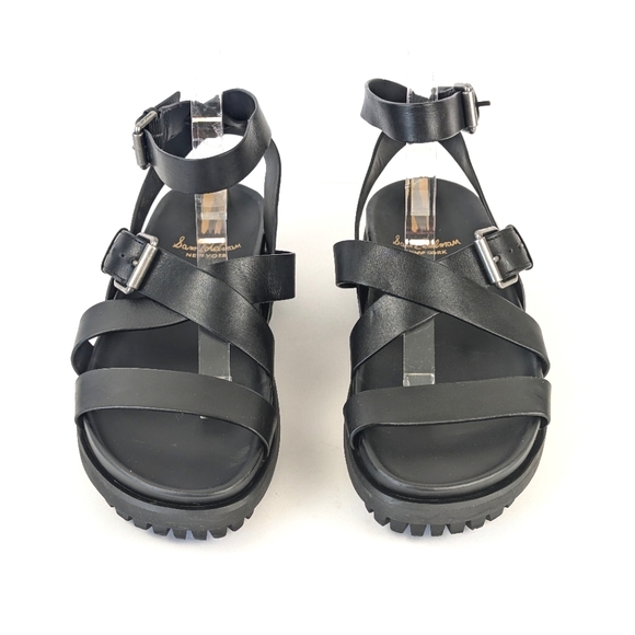 NEW Sam Edelman Eleanora Ankle Strap Gladiator Lug Sole Black Sandal Siz… - Picture 6 of 16